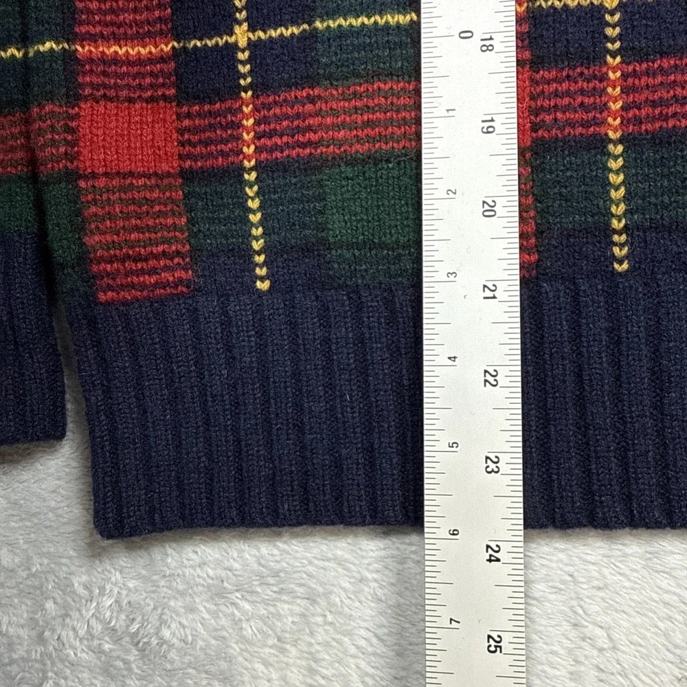 Vintage Polo Ralph Lauren Sweater Men M Red Plaid Wool Elbow Patches